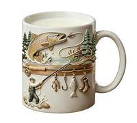 Gobelet de pêche - 350 ml - En céramique - Décoration amusante pour bureau - Gobelet attrape-mouches - Pour les jours froids - Pour l'extérieur, la pêche, le camping, la randonnée, le pique-nique, la