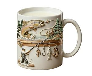 Gobelet de pêche - 350 ml - En céramique - Décoration amusante pour bureau - Gobelet attrape-mouches - Pour les jours froids - Pour l'extérieur, la pêche, le camping, la randonnée, le pique-nique, la