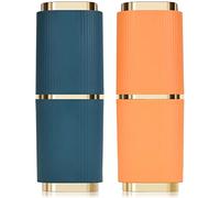 Gobelet de Rangement pour Brosse à Dents, 2Pcs Brosse à Dents Étuis de Voyage, Organisateur de Porte-Brosse à Dents Dentifrice Plastique, Boîte à Brosses à Dents Étanche Famille Extérieur, Bleu+Orange
