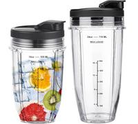 Gobelet de rechange compatible avec blender Ninja Auto-iQ - Gobelets à smoothie avec couvercle - Compatible avec les modèles CB350EU, BN800EU, BN750EU, BN495EU, CB100EU, TB301EU, TB401EU, BN751, BN801