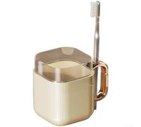 Gobelet de rinçage dentaire transparent avec poignée pour rangement de brosses à dents avec base antidérapante et large ouverture pour un nettoyage facile, convient pour la salle de bain (blanc)