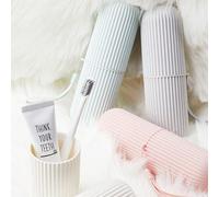 Gobelet de voyage à rayures verticales pour brosse à dents, boîte de rangement pour dentifrice, porte-brosse à dents portable, gobelet de rinçage minimaliste, étui de voyage pour brosse à dents, gobel