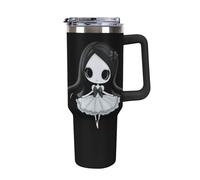 Gobelet de voyage avec poignée, motif fantôme de ballet, danse d'Halloween, 113 ml, grande capacité, style voiture, noir