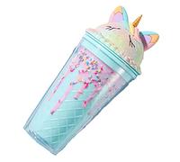 Gobelet de voyage licorne avec paille pour boisson, congélateur, tasse givrée, couvercle avec sangle pour pique-nique, fête, anniversaire (chocolat licorne bleue, 450 ml)