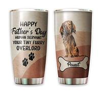 Gobelet De Voyage Mug Isotherme Réutilisable Tasse De Voyage Isolée Pour Ami Papa Maman 590 Ml Teckel Personnalisé - Bonne Fête Des Pères À Votre Serviteur Humain, Votre Papa Chien Drôle Et Poilu