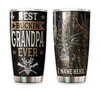 Gobelet De Voyage Réutilisable Mug Isotherme Acier Inoxydable Gobelet De Café Pour Collègue Noël Papa 590 Ml Le Meilleur Grand-Père Chasseur Du Monde - Cerf De Chasse Personnalisé