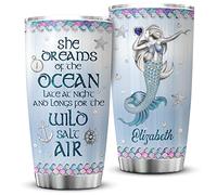 Gobelet De Voyage Réutilisable Tasse De Voyage Isolée Acier Inoxydable Gobelet De Café Pour Collègue Maman Papa 590 Ml Sirène Personnalisée