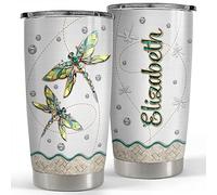 Gobelet De Voyage Réutilisable Tasse De Voyage Isolée Acier Inoxydable Mug Isotherme Pour Collègue Ami Maman 590 Ml Gobelet Personnalisé Libellule En Métal, Style Bijou, Acier Inoxydable