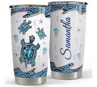 Gobelet De Voyage Réutilisable Tasse De Voyage Isolée Acier Inoxydable Tasse À Boire Isotherme Pour Papa Ami Noël 590 Ml Gobelet Personnalisé Tortue Marine Style Bijoux Tortues