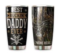 Gobelet De Voyage Réutilisable Thermos Acier Inoxydable Gobelet De Café Pour Papa Noël Ami 590 Ml Le Meilleur Papa Chasseur De Tous Les Temps - Cerf De Chasse Personnalisé