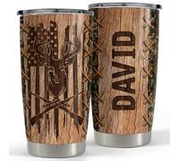 Gobelet De Voyage Thermos Réutilisable Tasse De Voyage Isolée Pour Ami Collègue Maman 590 Ml Gobelet Personnalisé Sur Le Thème De La Chasse Au Cerf Avec Dessin Sur Bois Et Nom Personnalisable