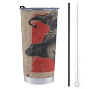 Gobelet de voyage vintage de 591 ml avec tête de mort et chapeau de sorcière Pop Art Bouteille d'eau isotherme en acier inoxydable avec couvercle à paille et brosse de nettoyage