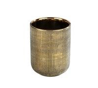 WENKO Gobelet à brosser les dents Rivara, porte-brosse à dents de qualité supérieure pour les brosses à dents et la pâte dentifrice, en céramique noble, dessins réalisés à la main, Ø 7,5 x 9,5 cm, or