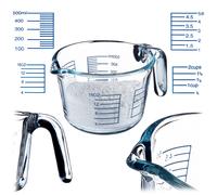 Gobelet doseur KADAX en verre, pot en verre avec poignée ergonomique, 500 ml