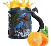 Gobelet dragon - Tasse de camping avec motif dragon, vaisselle de style médiéval, tasse en acier inoxydable, décoration de la maison, parfait pour le café, le thé, le lait et les boissons