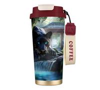 Gobelet élégant et personnalisé - Gobelet à café unique, parfait pour les voyages et une utilisation quotidienne, animaux féroces dans les rivières de la jungle, rouge