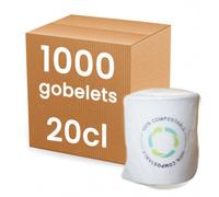 Gobelet emballé individuel hotel en carton 20 cl - Compostable - 1000 gobelets