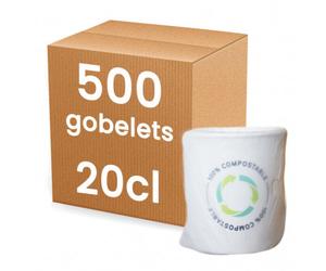 Gobelet emballé individuel hotel en carton 20 ompostable - 500 gobelets