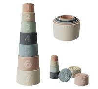 Gobelet Empilable pour Bébé, Tour à Empiler en Silicone avec 7 Gobelets pour Partir de 6 à Mois et Enfants, Jouet Tasses Empilable Jouet Éducatif Amusant