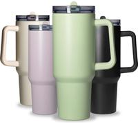 Gobelet en acier inoxydable 1,2 L 'Tampa' - Gobelet avec couvercle et paille - Gobelet isolant pour boissons chaudes et froides - Bouteille avec paille parfaite pour les voyages vert