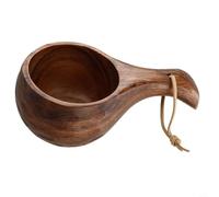 Gobelet en bois avec poignée ergonomique et corde de transport attachée conçue pour jus, lait, thé et autres boissons (E)