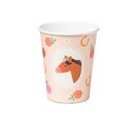 Gobelet en carton 220ml avec motif cheval (set de 6) rose tendre