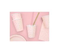 Gobelet en carton points 260ml rose or set de 6 pièces
