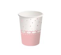 Gobelet en carton vaisselle jetable décoration de table rose 8 pièces