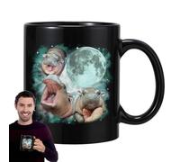 - Gobelet en céramique - Tasse à café en céramique de 350 ml | Tasse à café mignonne avec motif hippopotame pygmée pour la maison, la cuisine, le dessus de table, vaisselle pour