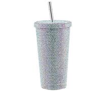 Gobelet en Diamant Clouté Bling, Tasse Bling de 17 Oz/500 Ml avec Couvercle et Paille, Gobelet Isotherme en Acier Inoxydable avec Strass, Tasse de Fête en Forme de Mouton en Cristal(Multicolore)