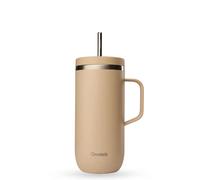 Qwetch Gobelet isotherme Cold Cup 600 ml avec poignée et paille 24h glacé & 12h froid Lin