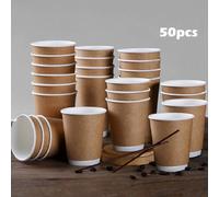 Gobelet En Papier Épais Jetable 280ml, 50 Pièces, Porte Boisson De Bureau Pour Enfants, Anti Brûlure, Verre D'eau Et De Café