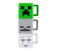 Gobelet en plastique - PALADONE - Minecraft - Ensemble de 3 tasses - Vert, Gris, Blanc