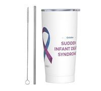 Gobelet en ruban de sensibilisation au syndrome de mort subite du nourrisson avec couvercle et paille Gobelet isolé sous vide en acier inoxydable de 20 oz Tasses à café réutilisables Tasse de voyage