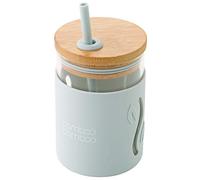 Gobelet en verre avec paille et bambou couvercle, gobelet transitionnel d'une capacité de 11,8 oz pour le lait, le jus de fruit, l'eau ou les smoothies -avec manchon en silicone résistant aux chocs.