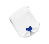 Gobelet en Verre Borosilicaté Cœur Bleu Multifonction pour Jus et Lait | Maisons et Restaurants, Usage Eau et Cocktail, Forme Cœur, Lot Créatif, Objet Domestique
