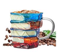 Gobelet en verre empilé pour les amateurs de livres, tasses à café en verre - Récipient de style rétro, décoration originale pour lecteurs, écrivains, bibliothécaires, amateurs de livres, maison