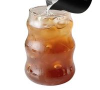 Gobelet en verre ondulé de 530 ml de style vintage, ondulé et mignon - Verres pour café glacé - Convient pour la maison, le bar, le bureau, le jus, le lait, l'eau gazeuse, le thé, la bière, les
