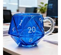 Gobelet en verre - Tasse de petit-déjeuner D20 tasse coquine cube polyédrique pour lait, thé, eau, vaisselle amusante pour les pauses matinales, les fêtes d'anniversaire, les événements saisonniers |