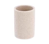 Gobelet et Porte Brosse à Dents en résine striée Beige Clair - TENDANCE