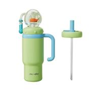 Gobelet fontaine baleine en acier inoxydable de 710 ml avec poignée - Deux couvercles, avec effet fontaine amusant, bouteille d'eau isotherme avec poignée, tasse à boire avec jet de baleine pour