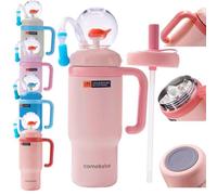 Gobelet fontaine baleine en acier inoxydable de 710 ml avec poignée, gobelet fontaine baleine avec effet fontaine amusant, bouteille d'eau isotherme, deux couvercles, anti-déversement, parfait pour