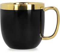 HOMLA Sinnes Tasse avec ornement doré - Tasse à thé Tasse à café 0,28 l Porcelaine dorée peinte à la main Noir et doré