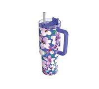 Gobelet Isotherme 1200 ml avec Paille à Motif Floral Violet