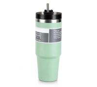 Gobelet isotherme à couvercle rabattable en acier inoxydable avec paille et couvercle pour eau, thé glacé ou café - Compatible pour le voyage - 30 onces - Vert