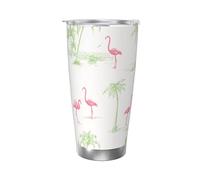 Gobelet isotherme à double paroi en acier inoxydable avec couvercle imprimé flamants roses 591 ml