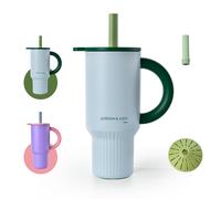 Gobelet Isotherme à Double Paroi JORDAN&JUDY Subor avec Paille, Grande Capacité pour Voiture, Gobelet à Glace de Haute Qualité Vert (920ml)