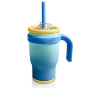Gobelet isotherme avec paille, 420 ml, pour enfants, avec couvercle et anse, double paroi en acier inoxydable, anti-fuite, gobelet isotherme, pour boissons chaudes et froides, violet sarcelle