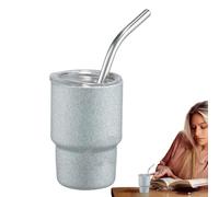 Gobelet isotherme avec paille,gobelet isotherme avec paille Conteneur de | Double paroi Porte-gobelet de voiture de à Double paroi, isolation sous vide réutilisable sans BP Argent
