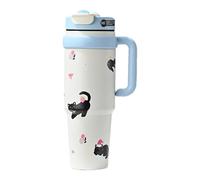 Gobelet isotherme avec poignées - Gobelet à eau avec poignée - Isolé moderne - Bouteille anti-vol - 1000 ml - Réutilisable - Tasse à café glacé pour mère grand-mère